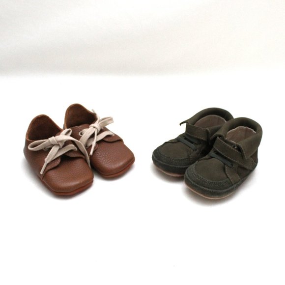 Robeez & Ellabonna Green & Brown Size 6-9 Months Leather Baby Shoes Bundle - Picture 8 of 9